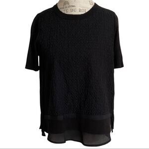 Simply Vera Wang Textured Short Sleeve Top In Black Women's Size Small